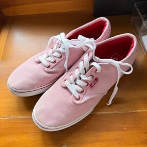 Vans Authentic Lo Pro Red White Pin Stripe Sneakers Womens 8 Coastal Grandmother